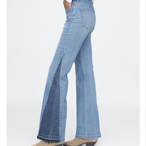 Gap High Rise Patched '70s Flare Jeans 28 - Picture 2 of 8